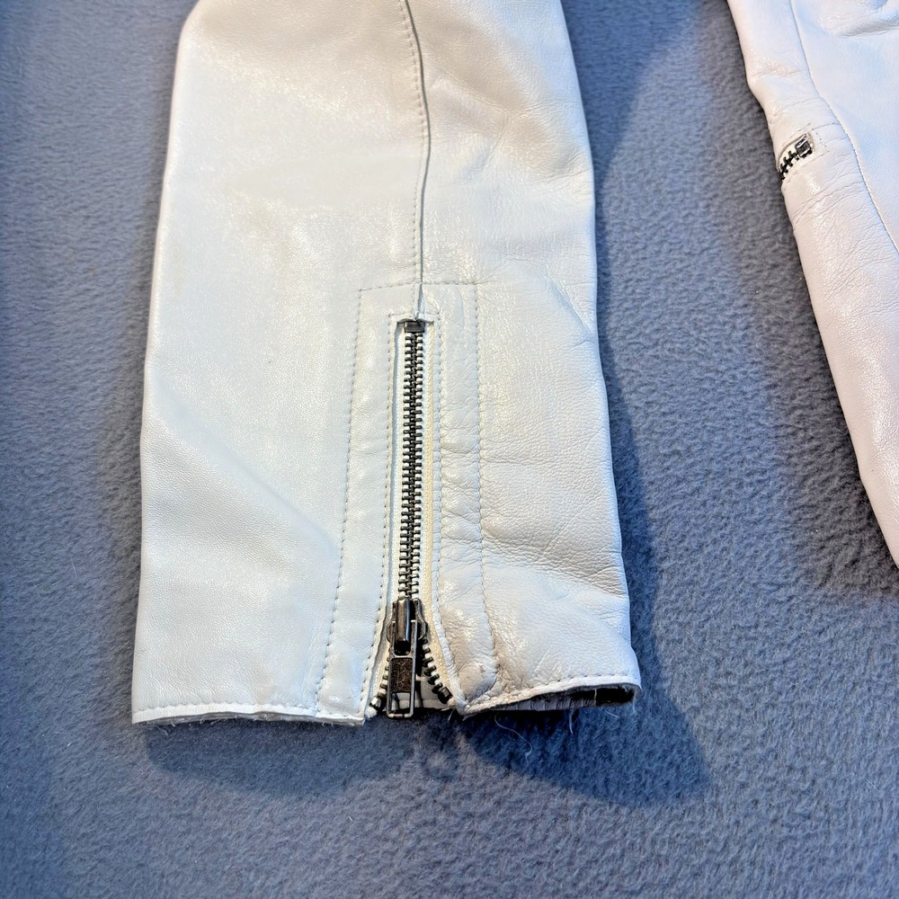 Hilfiger Jacket Women's Large White Leather Blazer Zip Pockets 2000's - Picture 6 of 11